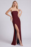 Light Blue Strapless Mermaid Evening Dress with Slit