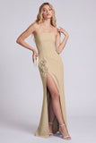 Light Blue Strapless Mermaid Evening Dress with Slit