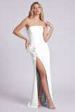 Light Blue Strapless Mermaid Evening Dress with Slit