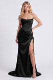 Burgundy Strapless Mermaid Corset Evening Dress with Slit
