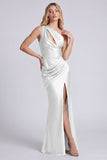 Sage One Shoulder Cut Out Mermaid Evening Dress with Slit