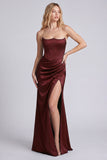 Dark Green Strapless Mermaid Evening Dress with Slit