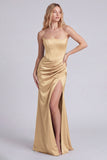Dark Green Strapless Mermaid Evening Dress with Slit