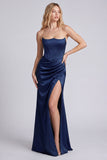 Dark Green Strapless Mermaid Evening Dress with Slit