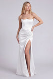 Dark Green Strapless Mermaid Evening Dress with Slit