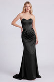 Sweetheart Mermaid Burgundy Ruched Long Evening Dress