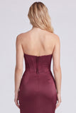 Sweetheart Mermaid Burgundy Ruched Long Evening Dress