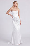 Sweetheart Mermaid Burgundy Ruched Long Evening Dress