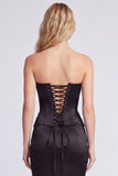 Black Strapless Corset Mermaid Evening Dress with Slit