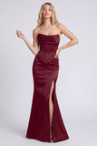 Black Strapless Corset Mermaid Evening Dress with Slit