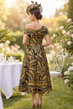 Fuchsia Asymmetrical Neck A Line Midi Mother of the Bride Dress with 3D Flower