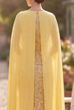 Sparkly Pink Bateau Neck Sheath Midi Mother of the Bride Dress with Cape