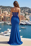 Mermaid Royal Blue Sweetheart Prom Dress with Slit