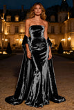 Strapless Silver Velvet Mermaid Evening Dress with Shawl