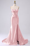Sparkly Dark Green Mermaid Sweetheart Corset Long Prom Dress with Slit