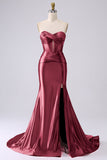 Sparkly Dark Green Mermaid Sweetheart Corset Long Prom Dress with Slit