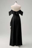 Light Green Sheath Strapless Chiffon Floor Length Bridesmaid Dress with Ruffle Slit
