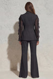2 Piece Ruffled Notched Lapel White Women's Suit
