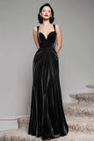 Burgundy Velvet Spaghetti Straps Holiday Party Dress with Pleats