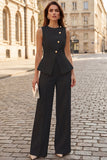 2 Piece Ivory Sleeveless Women Suits with Slit