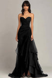 Strapless Mermaid Ruched Ruffled Long Formal Dress