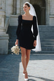 Ivory Square Neck Bodycon Bridal Shower Dress