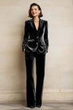 Velvet Peak Lapel Purple 2 Piece Slim Fit Women Suits
