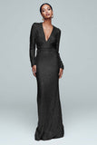 Sparkly Gold Long Sleeve Sheath Evening Dress