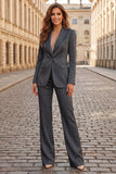 Peaked Lapel 2 Piece Sky Blue Single Buckle Women Suits