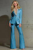 Shawl Lapel White 2-Piece Women Work Suits With Sequins