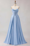 Golden A Line Corset Sweetheart Long Prom Dress