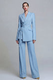 Notched Lapel Yellow 2 Piece Women Suits with Sash
