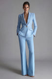 Pink Peaked Lapel 2 Piece Slim Fit Women Suits