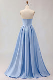 Golden A Line Corset Sweetheart Long Prom Dress