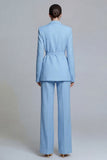 Notched Lapel Yellow 2 Piece Women Suits with Sash