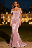 Black Off the Shoulder Mermaid Velvet Formal Dress