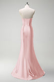 Dark Green Mermaid Beaded Keyhole Corset Satin Long Prom Dress with Slit
