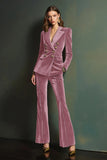 Dark Green Double Breasted Velvet 2-Piece Women Business Suits