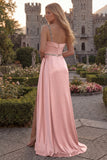 One Shoulder Burgundy Beaded Mermaid Long Prom Dress with Slit