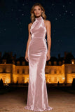 Halter Velvet Purple Long Formal Dress