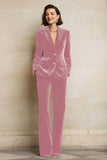 Velvet Peak Lapel Purple 2 Piece Slim Fit Women Suits