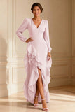 Mermaid Purple V-Neck Mother of the Bride Dress With Ruffles