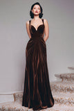 Velvet A Line Dark Green Pleated Holiday Party Dress