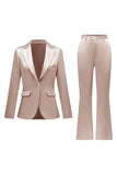 Candy Pink 2 Piece Peak Lapel Satin Slim Fit Women Suit