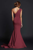 Khaki Mermaid One Shoulder Long Formal Dress
