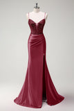 Black Mermaid Beaded Corset Satin Long Prom Dress with Slit