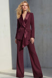 Pink Slim Fit Peaked Lapel 2 Piece Women Suits