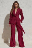 2 Piece Ruffled Notched Lapel White Women's Suit