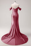Glitter Blush Mermaid Cold Shoulder Beaded Long Prom Dress