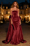 Strapless Silver Velvet Mermaid Evening Dress with Shawl